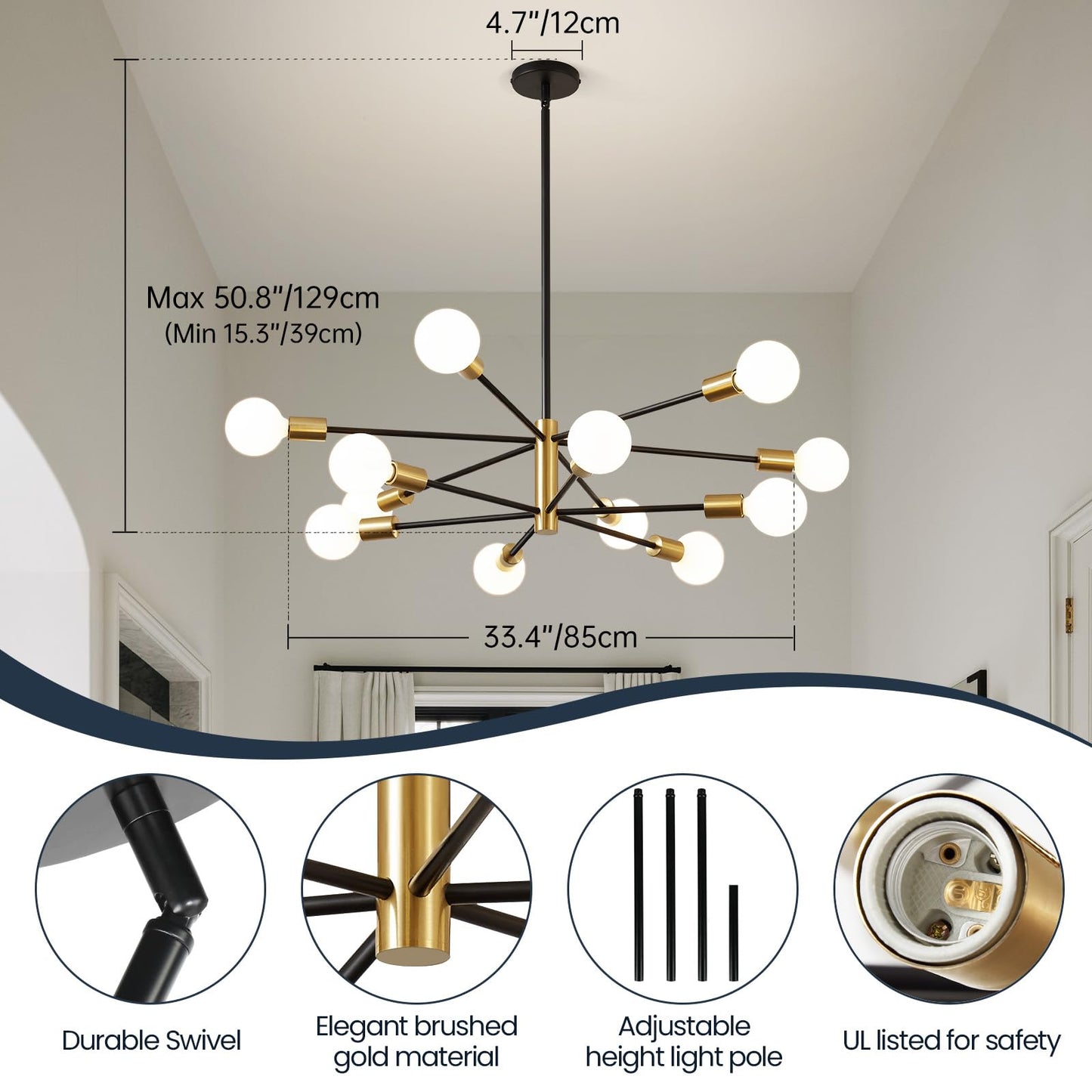 Sputnik Chandelier Ceiling Light (12)