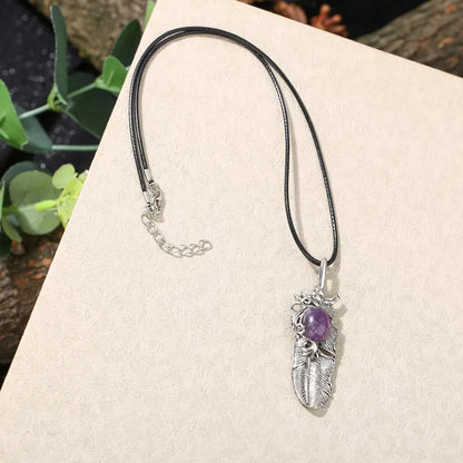 ✨ Natural Crystal Feather Pendant Necklace ✨