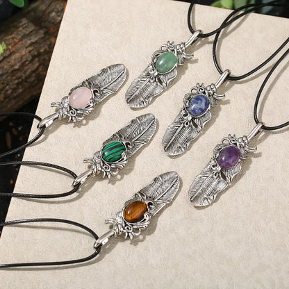 ✨ Natural Crystal Feather Pendant Necklace ✨