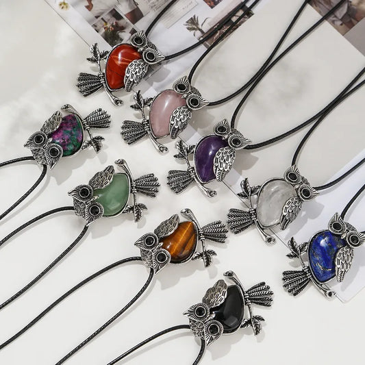 🦉 Natural Crystal Owl Necklace 🦉