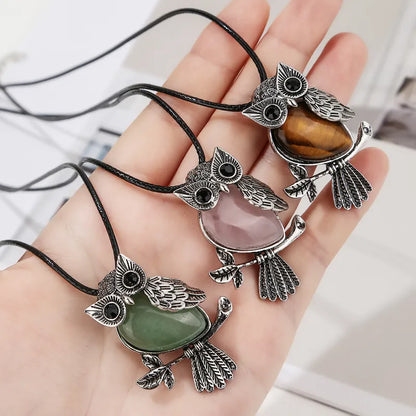 🦉 Natural Crystal Owl Necklace 🦉