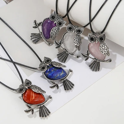🦉 Natural Crystal Owl Necklace 🦉