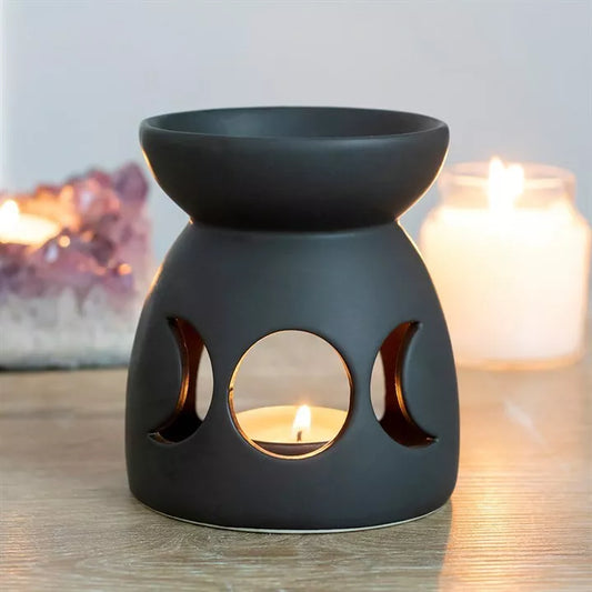 🌙✨ Black Cut Out Triple Moon Oil Burner ✨🌙
