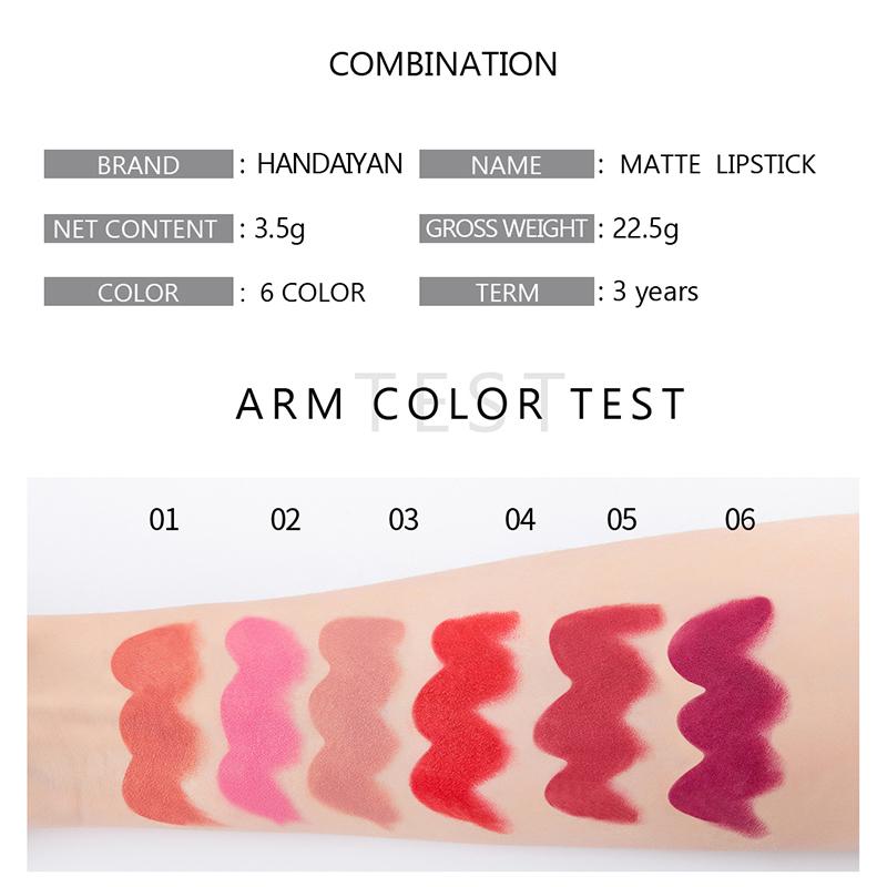 6pc Lip Gloss Matte Velvet Non-stick Lipstick Set