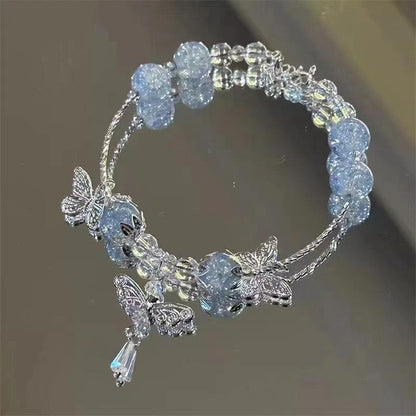 🦋 Blue Butterfly Crystal Beads Bracelet 🦋