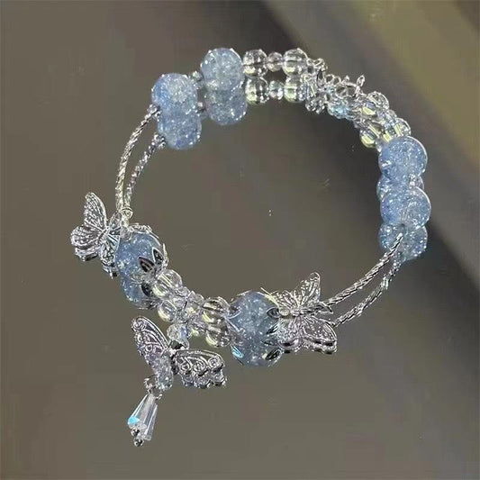 🦋 Blue Butterfly Crystal Beads Bracelet 🦋