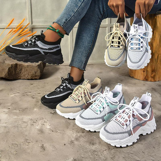 👟 Ladies Breathable Mesh Platform Trainers