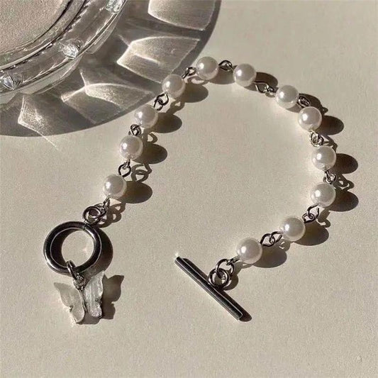 🦋 Sweet Pearl Butterfly Charm Bracelet - Gold or Silver 🦋