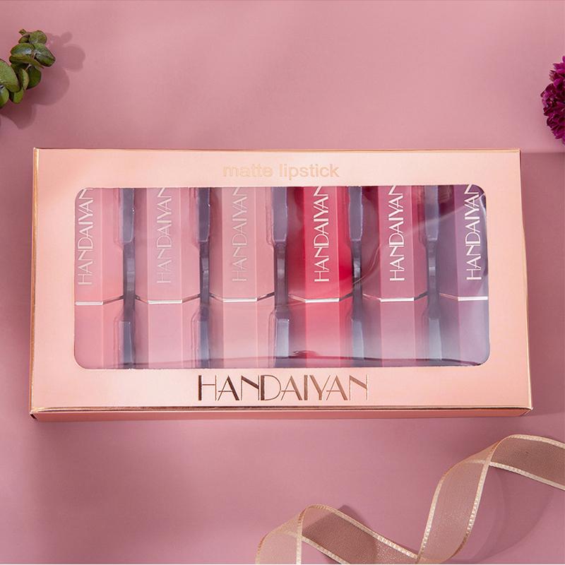 6pc Lip Gloss Matte Velvet Non-stick Lipstick Set