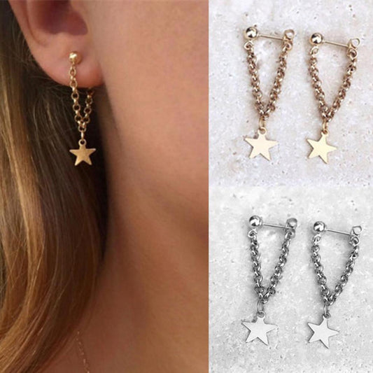 ⭐ Women’s Creative Tassel Star Earrings – Gold or Silver ⭐