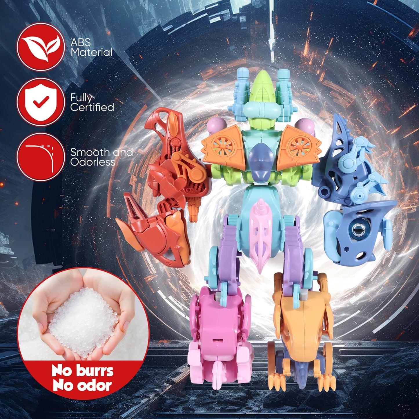 6-in-1 Transforming Robot Dinosaur Action Figure
