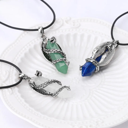 🐉 Dragon-Wrapped Crystal Necklaces 🐉