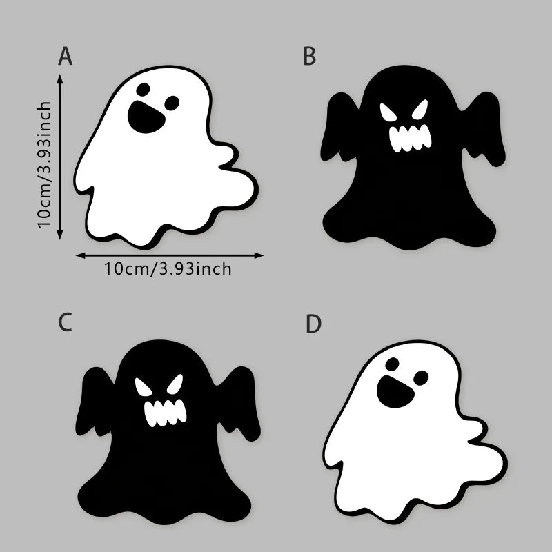 👻 4pc Black & White Ghostie Wooden Coasters 👻