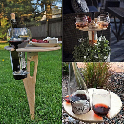 🍷 Portable Folding Wooden Wine Table 🍷