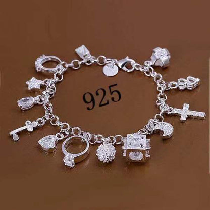 💎 Sterling Silver 925 Thirteen Charm Bracelet  💎