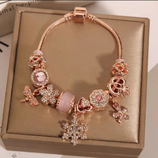 🧚 Dragonfly Snowflake Crystal Fairy-Style Bracelet 🧚