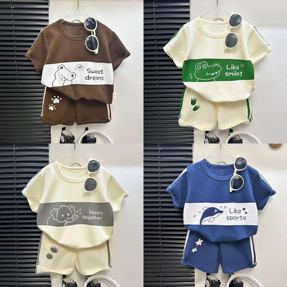 ☀️ Summer Kids Short Sleeve Striped Animal Sets ☀️