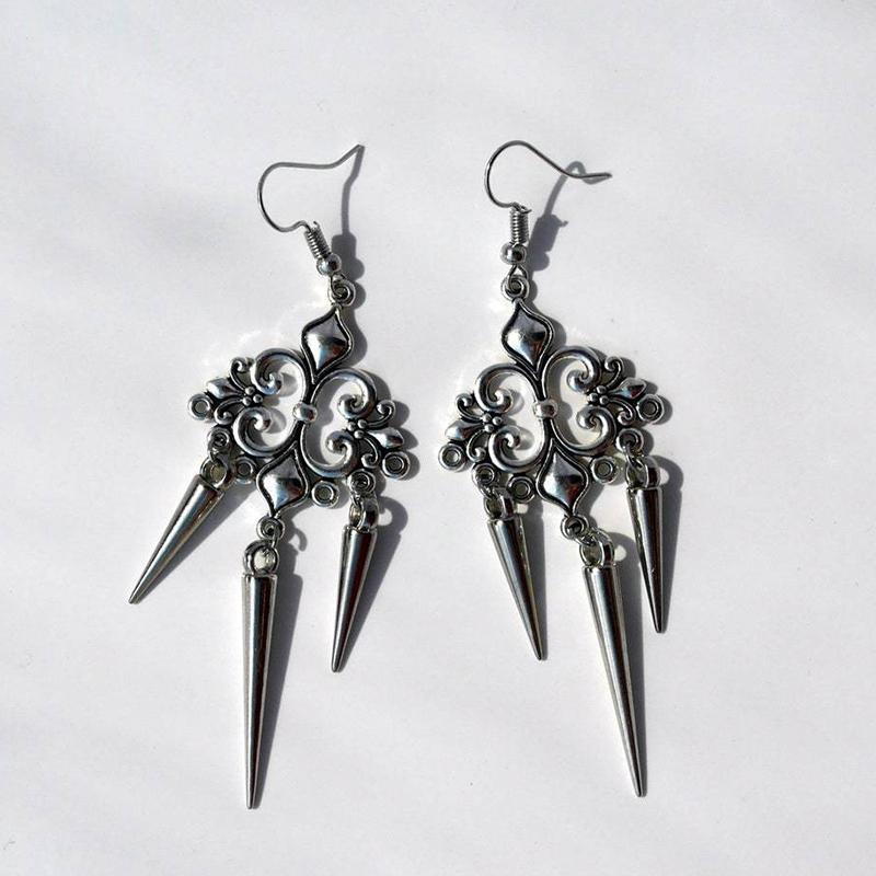 Grunge Punk Cross Rivet Drop Earrings