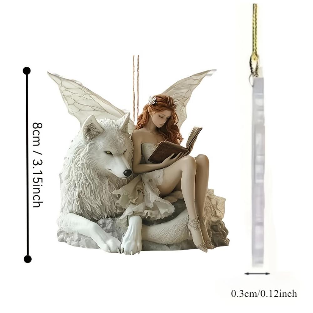 🐺 Acrylic Wolf and Fairy Pendant 🐺