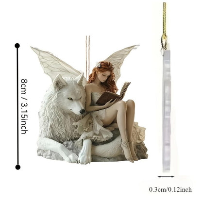 🐺 Acrylic Wolf and Fairy Pendant 🐺