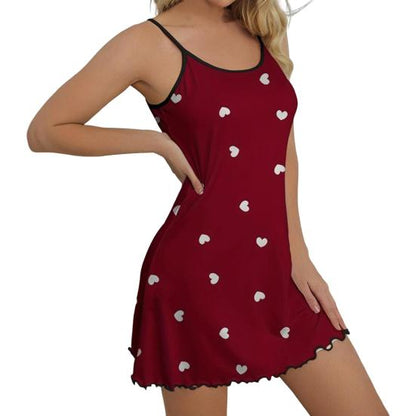 💖 Heart Print Sleeveless Mini Nightdress 💖