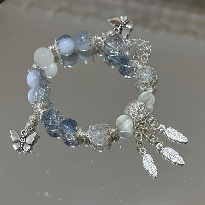 🦋 Blue Butterfly Crystal Beads Bracelet 🦋