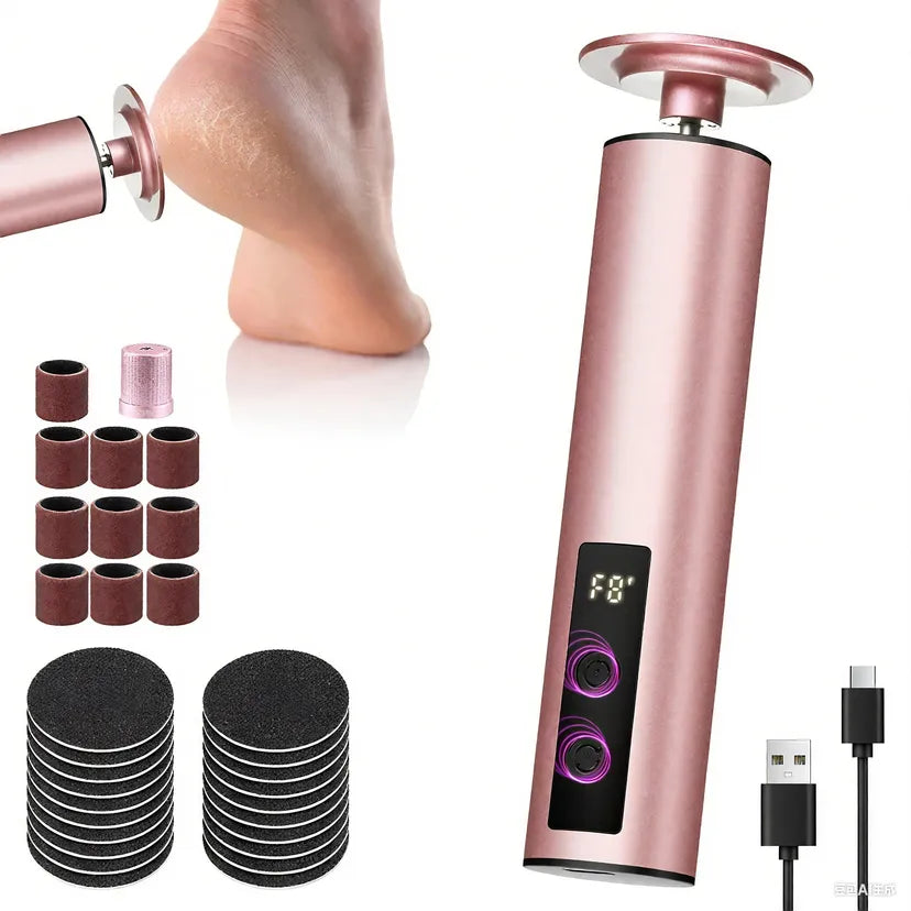 Electric Foot File Callus Remover with 60 Sandpaper Discs - Pink