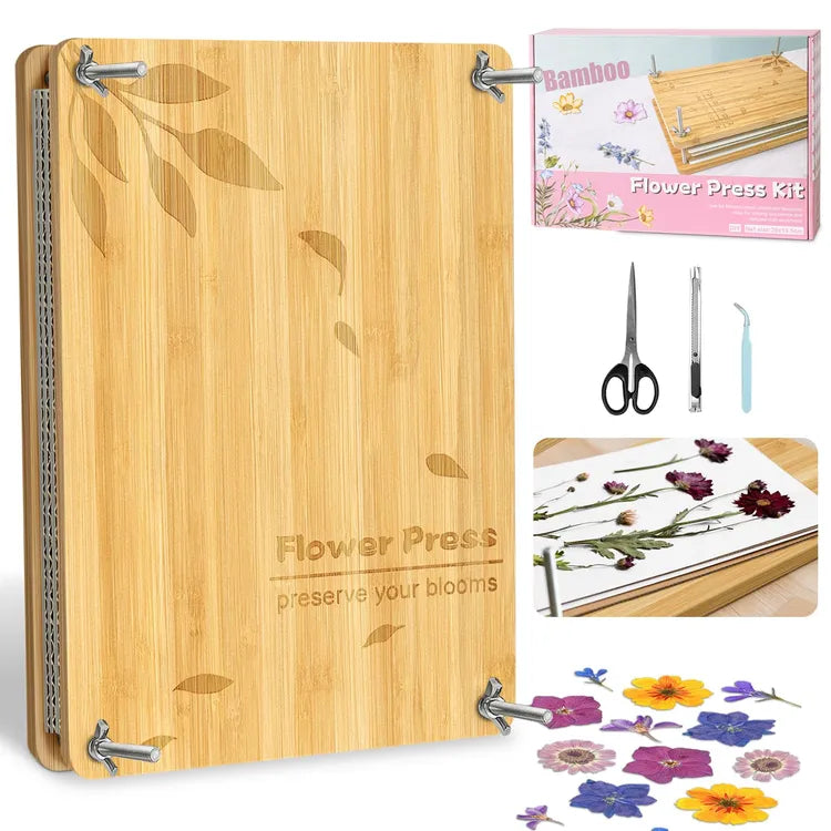 Large Flower Press Kit for Adults & Kids with Accessories for DIY Crafts & Dried Flowers