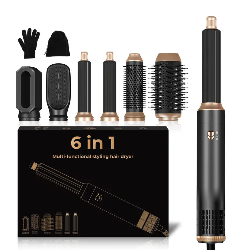 6-in-1 Hair Styler Set with Air Curler & Blow Dryer Brush