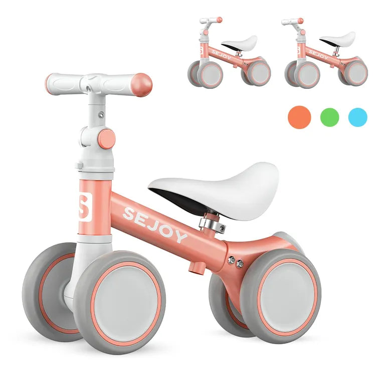 Pink Adjustable Baby Balance Bike with Seat and Handle