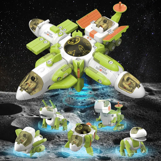 5-in-1 Space Dinosaur Transforming Toy Set with Space Station & 11 Formations