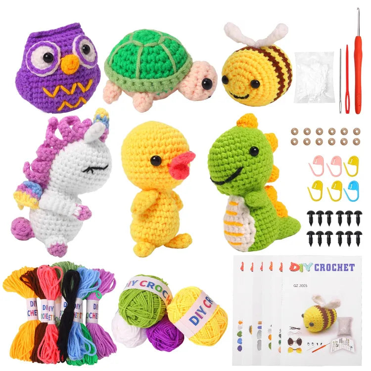 Animal Crochet Starter Kit for Beginners DIY Set to Make 6 Cute Plush Toys with Tutorials