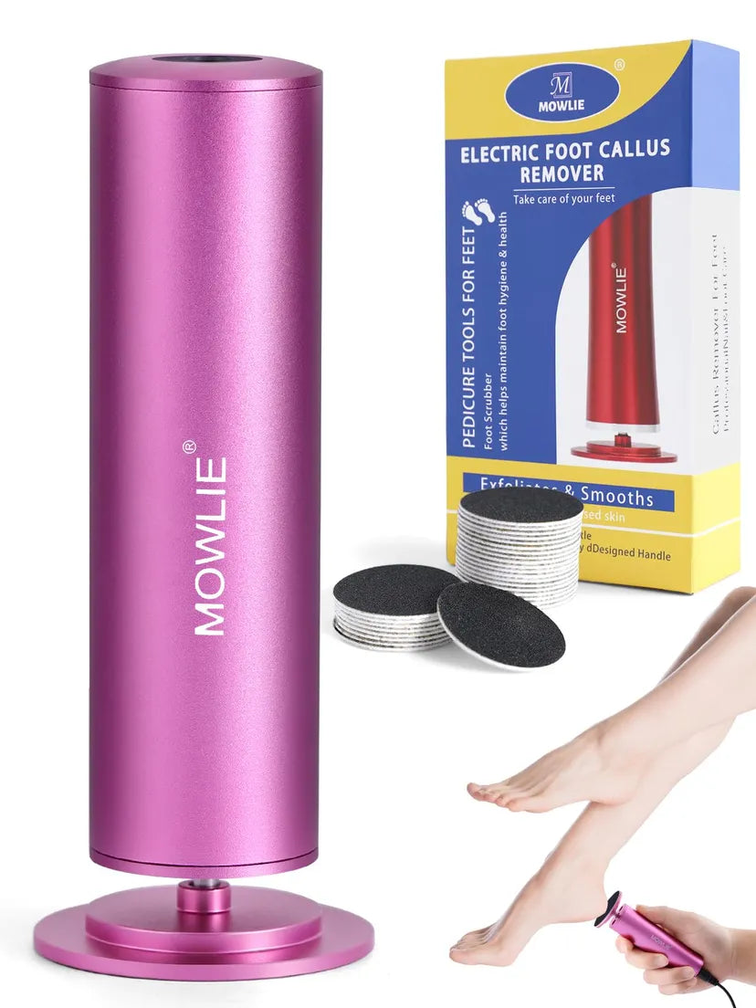 Electric Foot File Pedicure Set with 60 Grinding Discs for Cracked Heels and Callus Removal - Pink