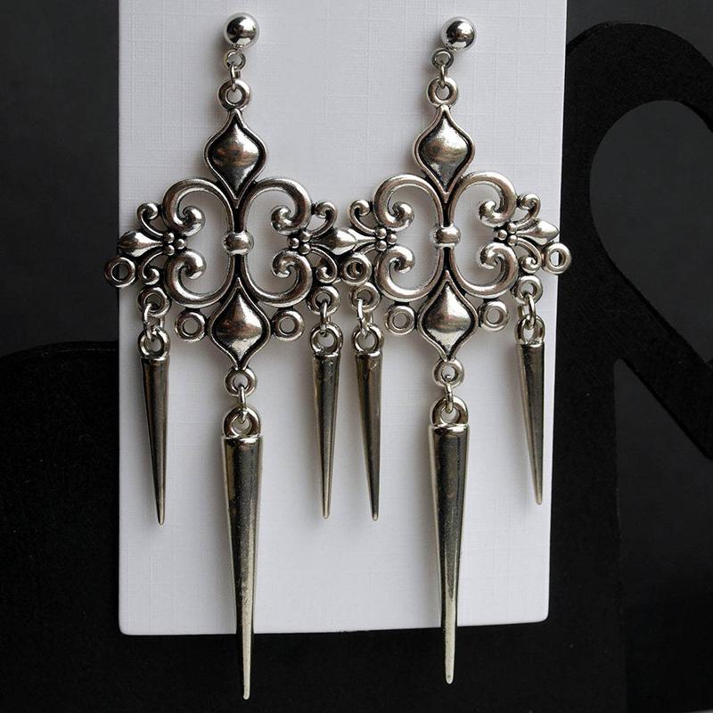 Grunge Punk Cross Rivet Drop Earrings