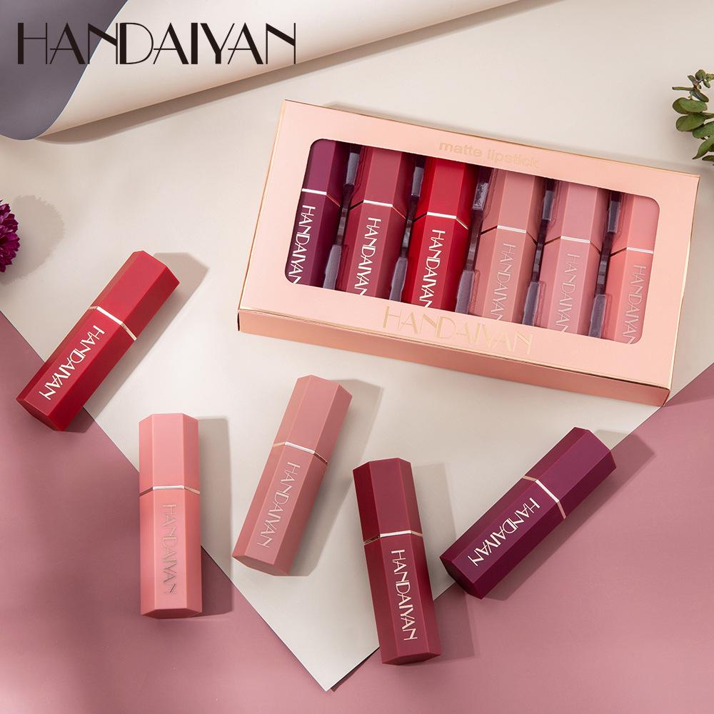 6pc Lip Gloss Matte Velvet Non-stick Lipstick Set