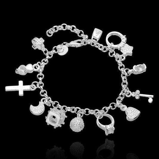 💎 Sterling Silver 925 Thirteen Charm Bracelet  💎