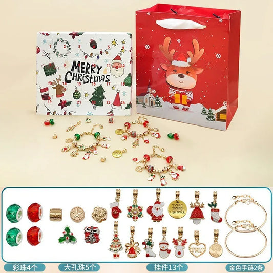 Christmas Blind Box Gold Bracelet Set & Reindeer Gift Bag