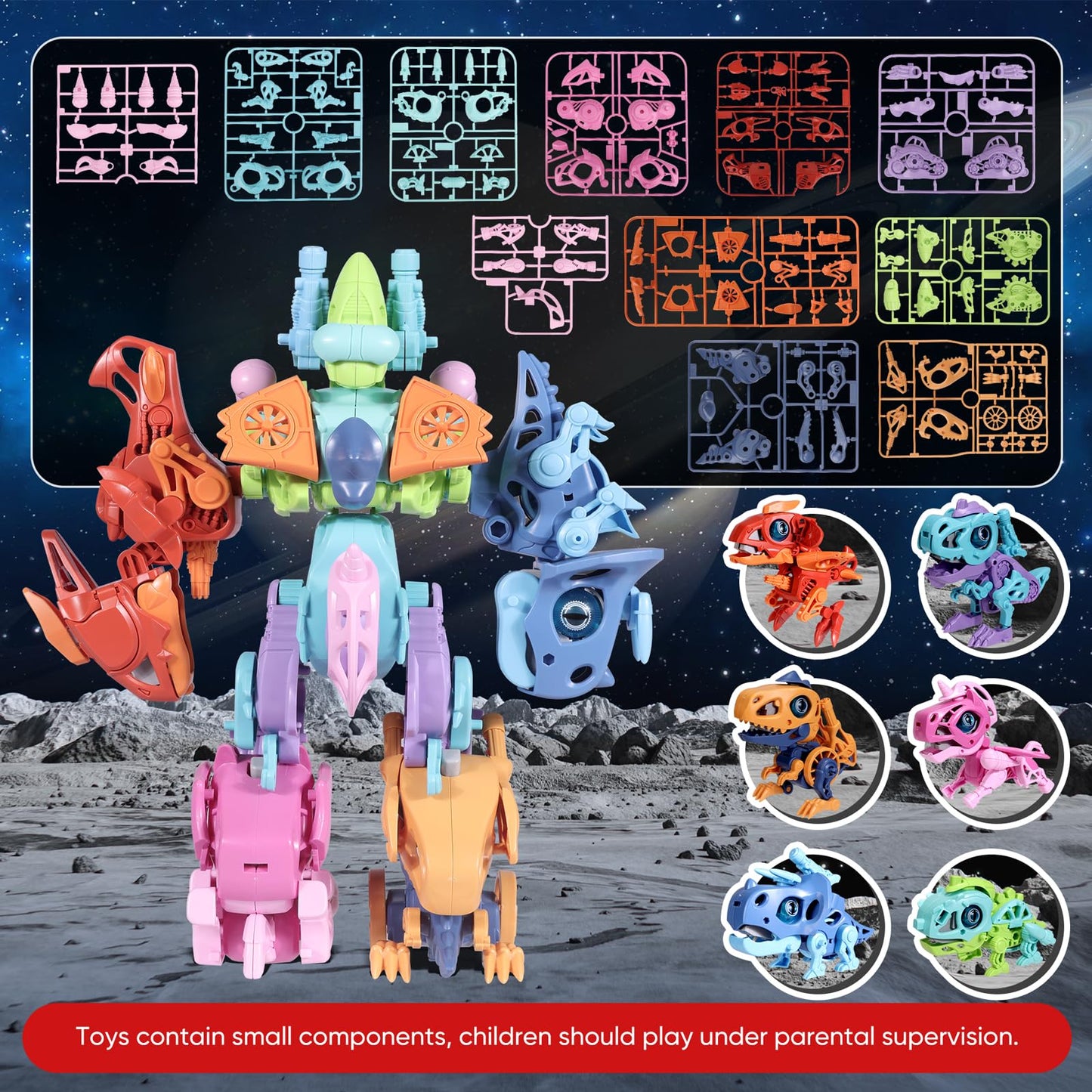 6-in-1 Transforming Robot Dinosaur Action Figure