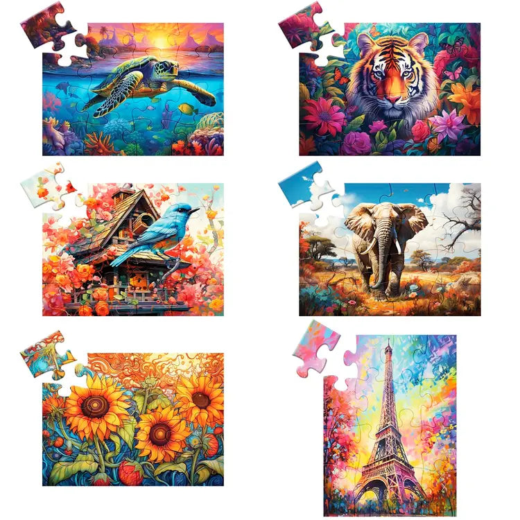 🧩🧠 6-Pack Large Piece Jigsaw Puzzles 🧠🧩