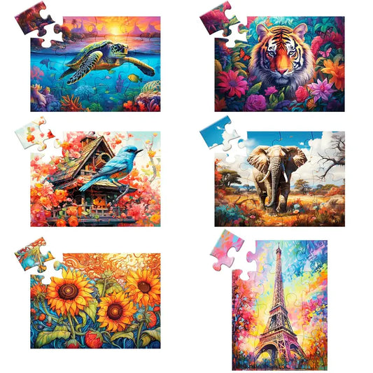 🧩🧠 6-Pack Large Piece Jigsaw Puzzles 🧠🧩