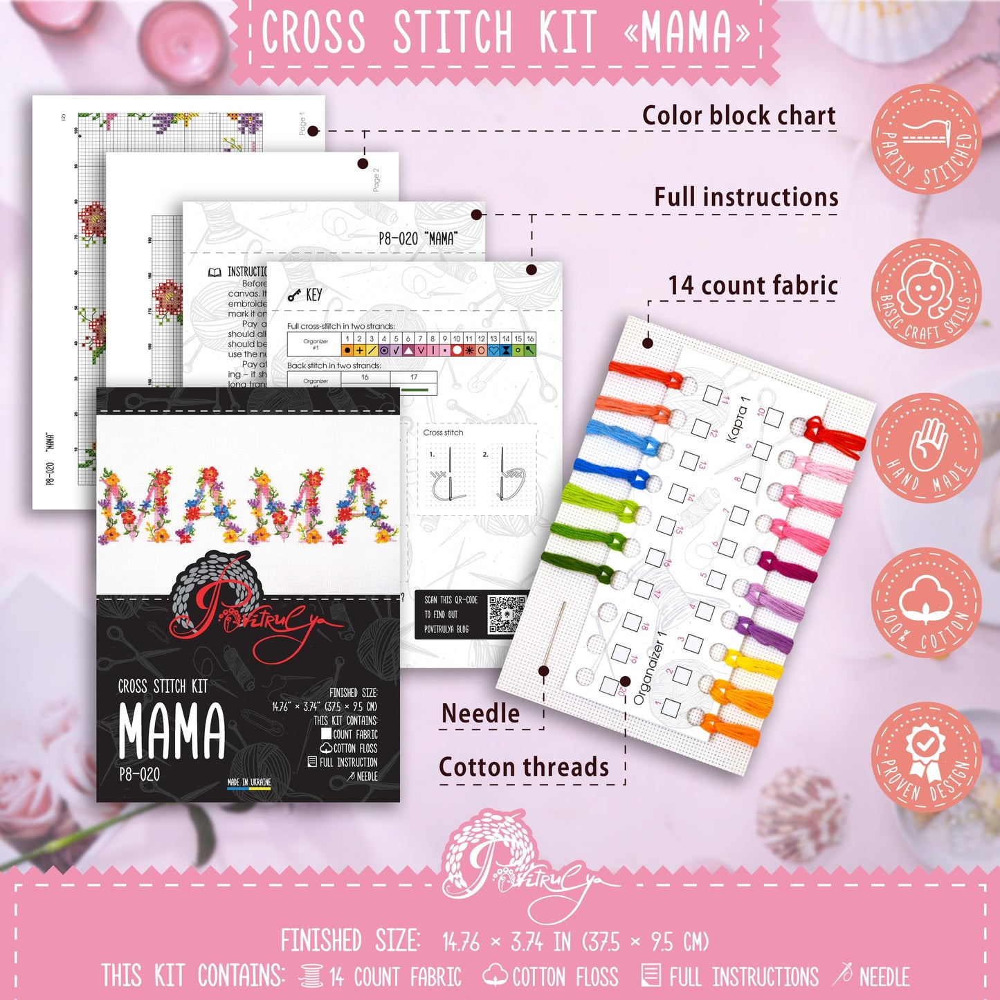 🧵💖 DIY Counted Cross Stitch Kit for Mum – Embroidery Set 💖🧵