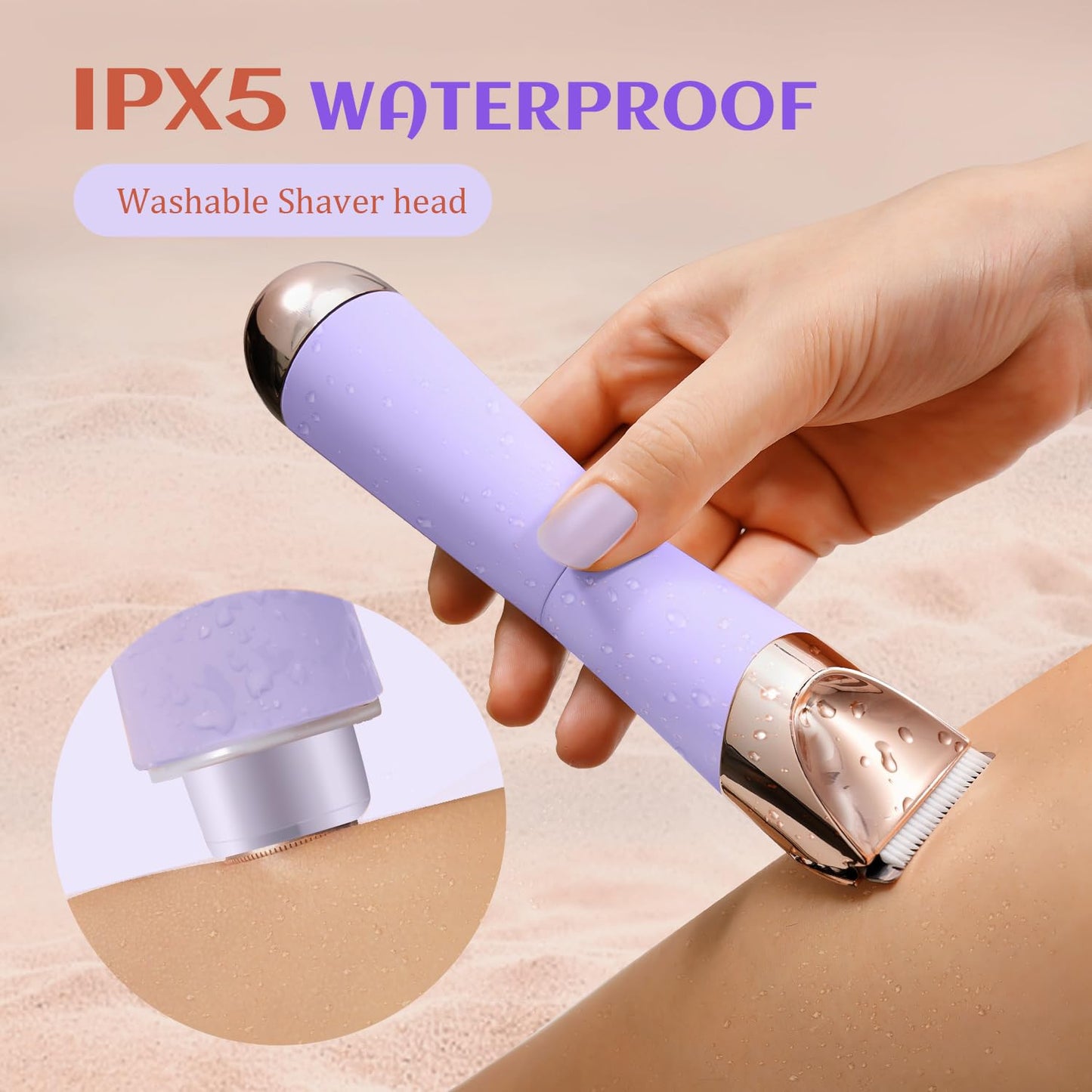 2-in-1 Electric Lady Shaver Painless Bikini Trimmer & Facial Hair Remover Wet & Dry