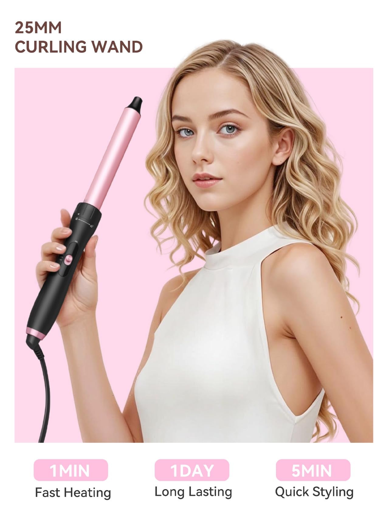 Hair Curling Wand - Includes Glove & Mat