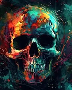 🎨💀 DIY Abstract Skull Paint by Numbers Kit – 16x20 Inch 💀🎨