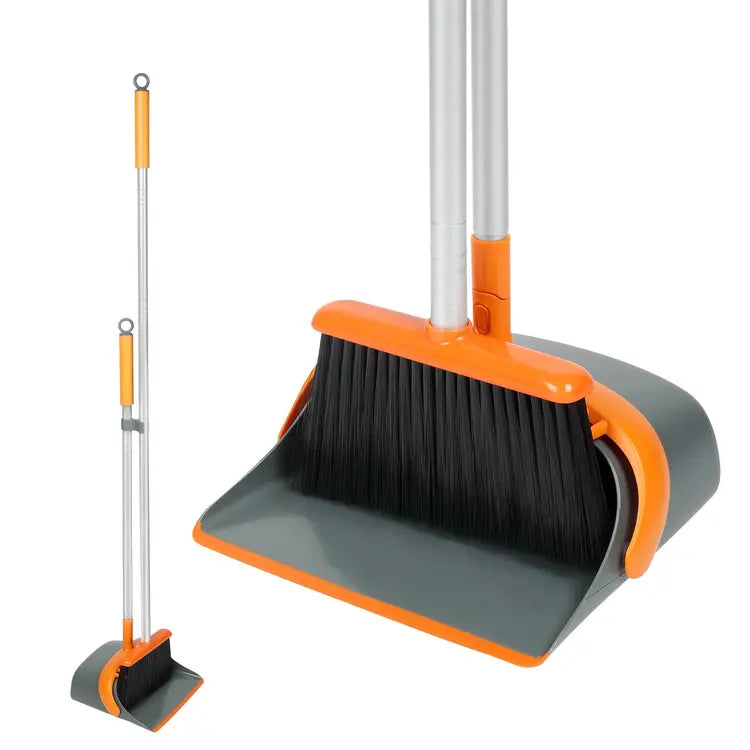 Orange Broom and Dustpan Set Dirty