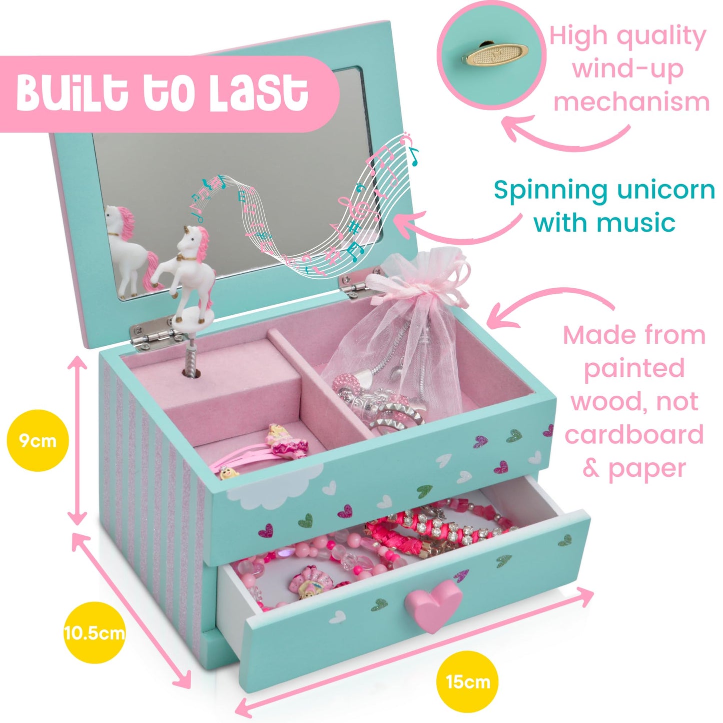 🦄🎵 Unicorn Musical Jewellery Box with Charm Bracelet 🎵🦄