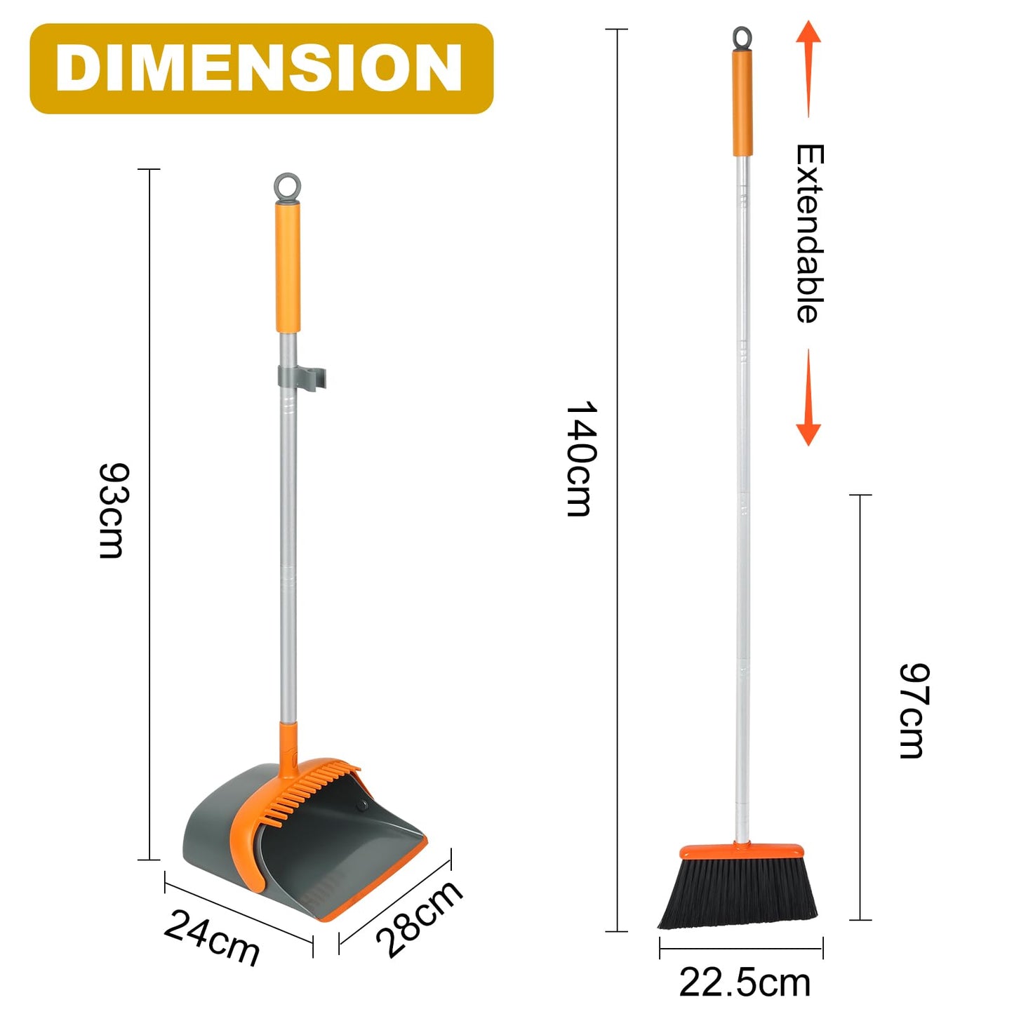 Orange Broom and Dustpan Set Dirty