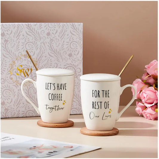 ☕❤️ Elegant 12oz Ceramic Couple's Coffee Mugs ❤️☕
