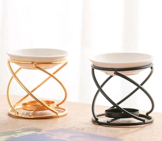 Simple Spiral Design Aroma Burner - Black or Gold