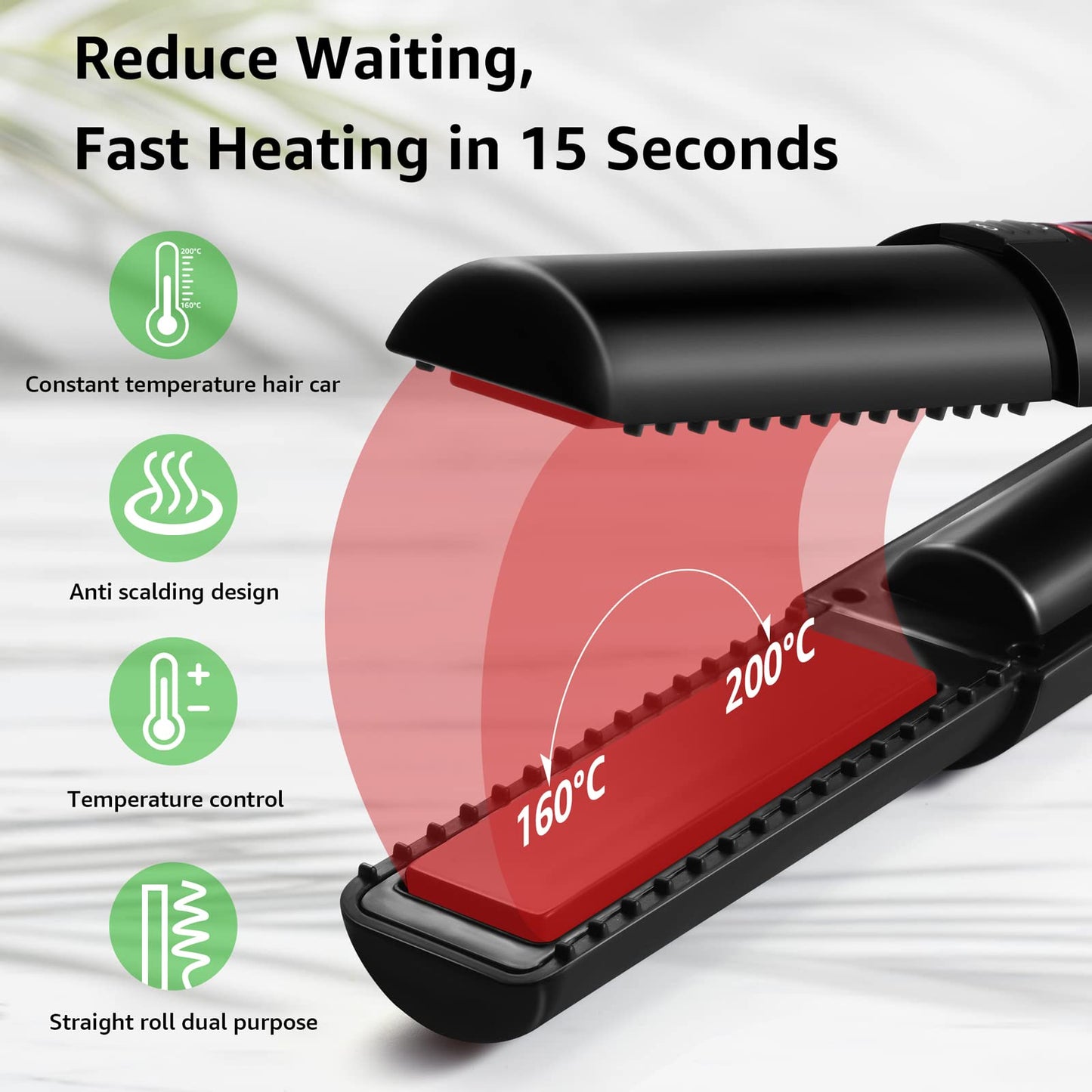 Mini Cordless Hair Straightener and Curler - Black